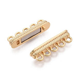Magnetlås Med 5 Rækker – 18K Forgyldt Messing (32x16,5x7mm) - Uniq Perler - 121504