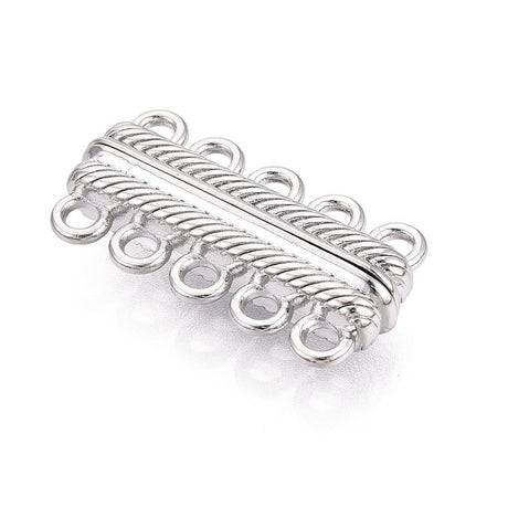 Magnetlås Med 5 Rækker – Platinbelagt Messing (32x16,5x7mm) - Uniq Perler - 121503