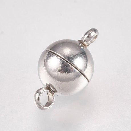 Magnetic clasp in Water-resistant Steel – Steel Color (12x6mm, 1 pc.) - Uniq Perler - 117449