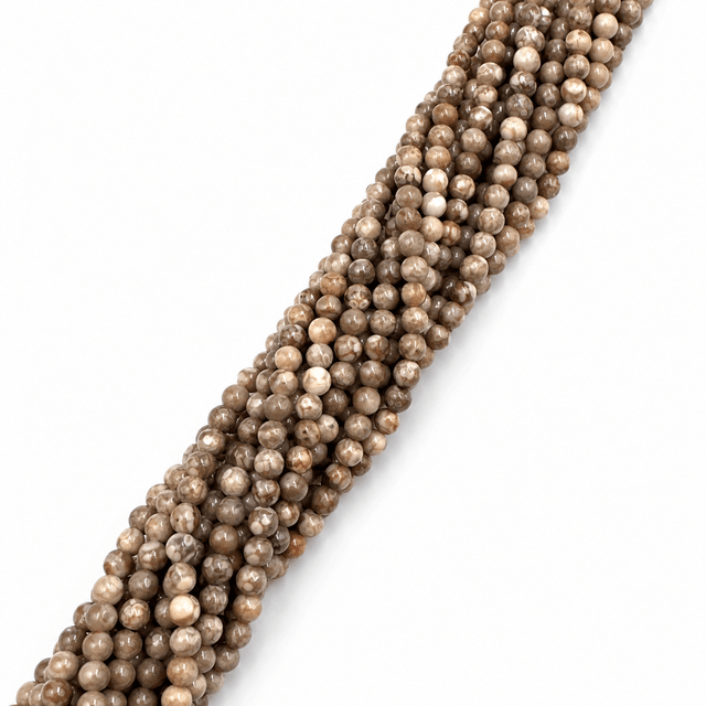 Maifan Sten – Brun/Grå, Runde (4mm) - Uniq Perler - 635788