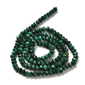 Malachite – Green, Faceted Rondelle (4x3mm) - Uniq Perler - 115237