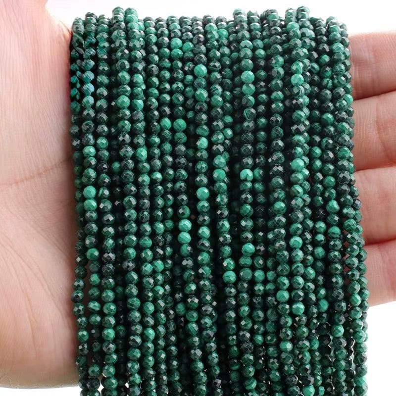 Malakit Perler – Facetteret Rund (4 mm) - Uniq Perler - 302076