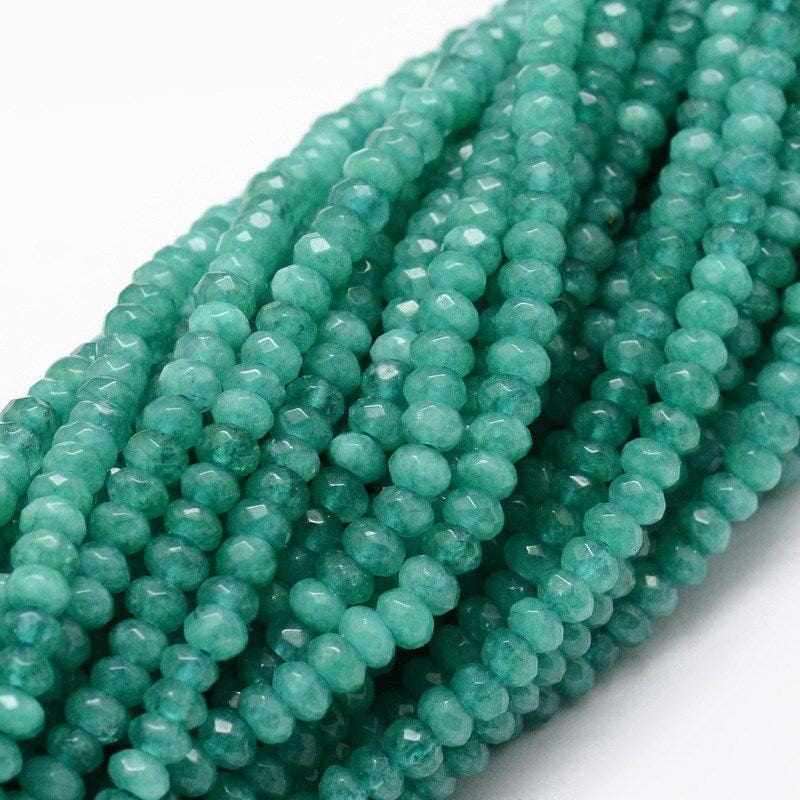 Malaysia Jade, Blå/Grøn, Facetteret, Rondel, (4x3mm) - Uniq Perler - 0001489586