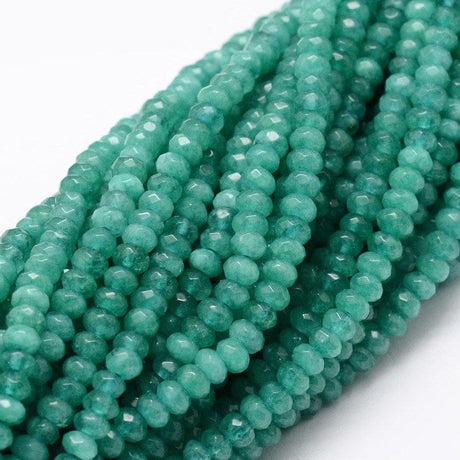 Malaysia Jade, Blå/Grøn, Facetteret, Rondel, (4x3mm) - Uniq Perler - 0001489586