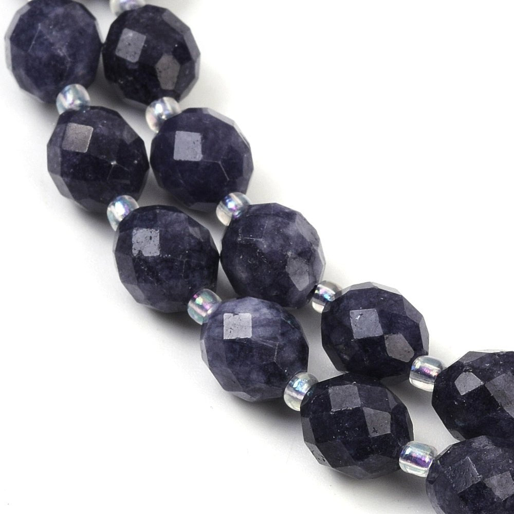 Malaysia Jade – Facetteret, Rice, Blå (9x8mm) - Uniq Perler - 117571