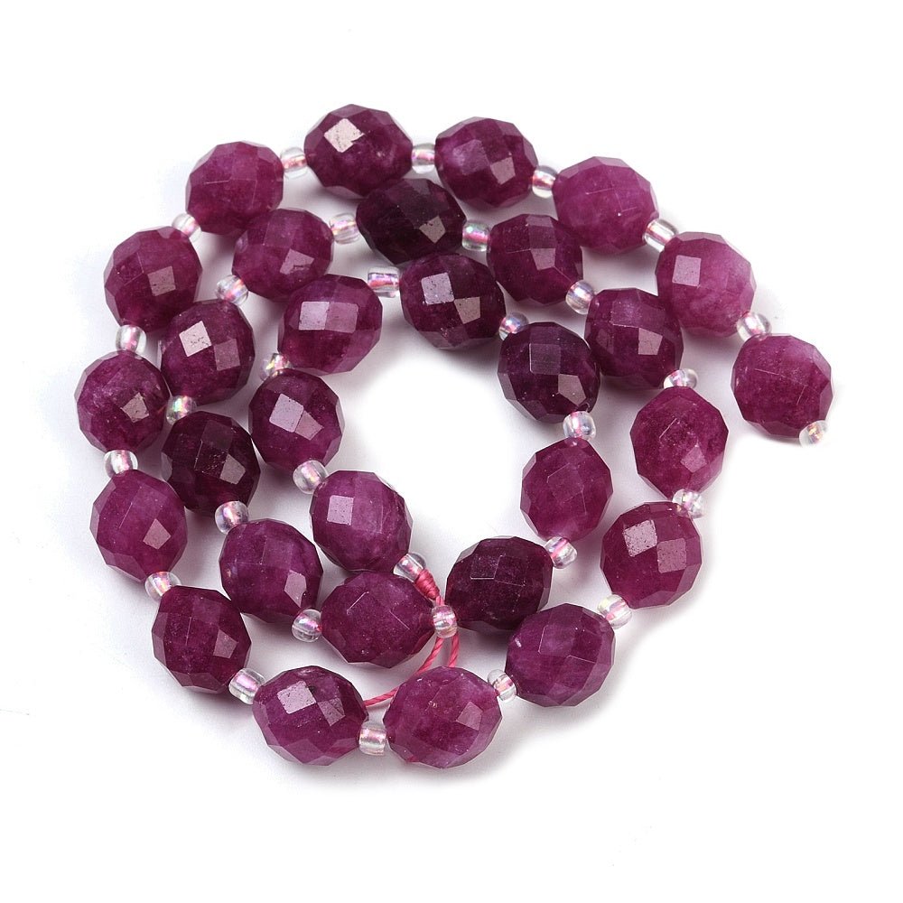 Malaysia Jade – Facetteret, Rice, Gammelrosa (9x8mm) - Uniq Perler - 