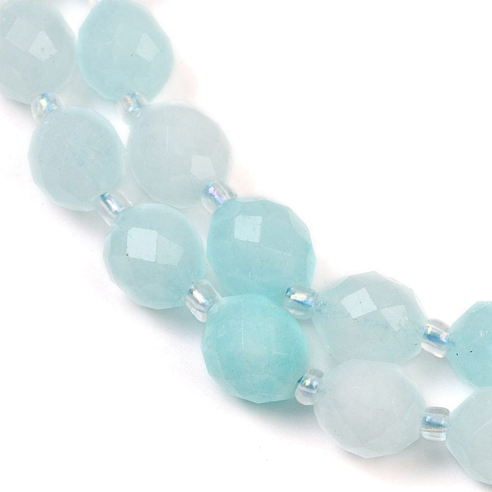 Malaysia Jade Perler – Blå, Facetteret Rice (9 - 10x8mm) - Uniq Perler - 115067