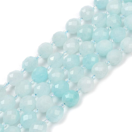 Malaysia Jade Perler – Blå, Facetteret Rice (9 - 10x8mm) - Uniq Perler - 115067