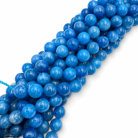 Malaysia Jade Perler - Blå, Runde (10mm) - Uniq Perler - 246845