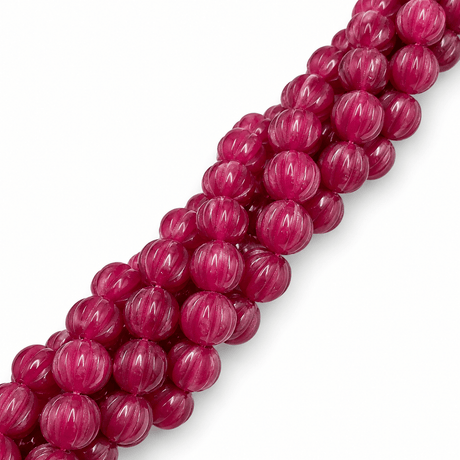 Malaysia Jade Perler – Dyb Pink, Græskarformede (8mm) - Uniq Perler - 125830