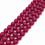 Malaysia Jade Perler – Dyb Pink, Græskarformede (8mm) - Uniq Perler - 125830