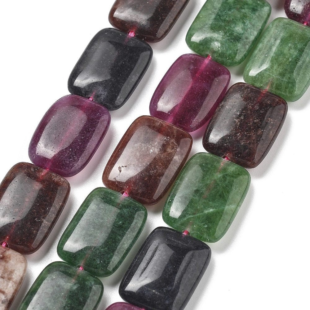 Malaysia Jade Perler – Farve Mix, Rektangulære (18x13x5mm) - Uniq Perler - 125938