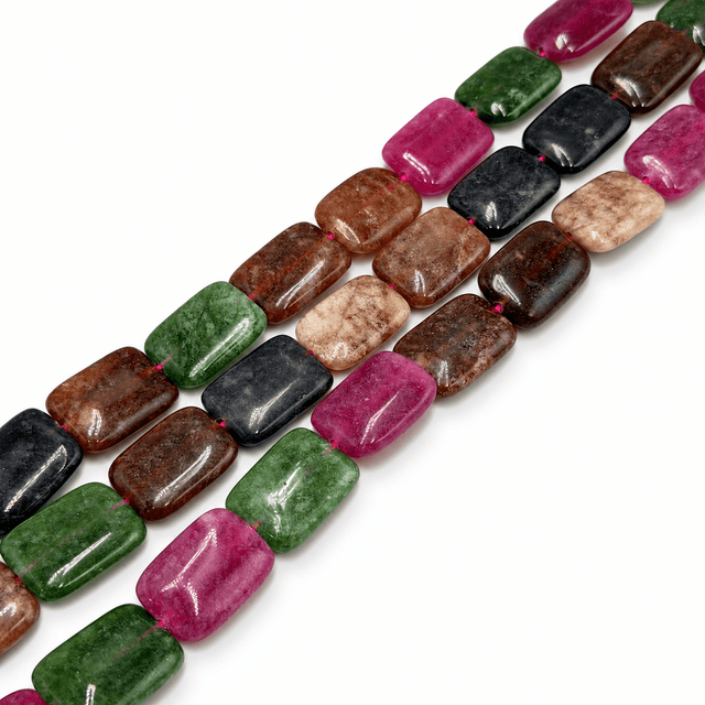 Malaysia Jade Perler – Farve Mix, Rektangulære (18x13x5mm) - Uniq Perler - 125938