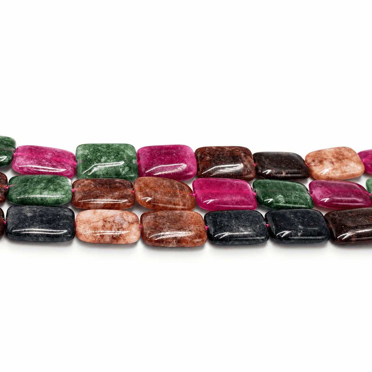Malaysia Jade Perler – Farve Mix, Rektangulære (18x13x5mm) - Uniq Perler - 125938
