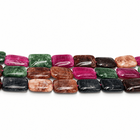 Malaysia Jade Perler – Farve Mix, Rektangulære (18x13x5mm) - Uniq Perler - 125938