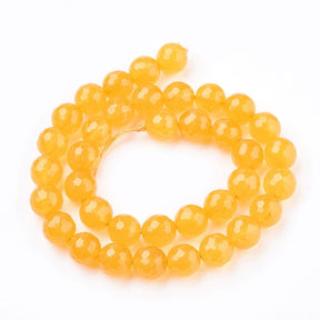 Malaysia Jade Perlen – Gelb, facettierte Rundperle (12mm) - Uniq Perler - 115219