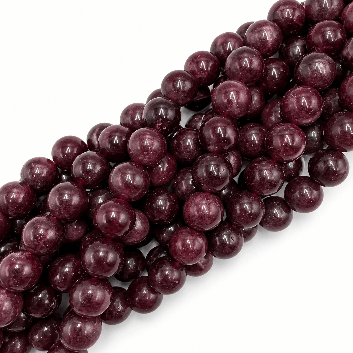 Malaysia Jade Perler – Lilla, Runde (12mm) - Uniq Perler - 125892