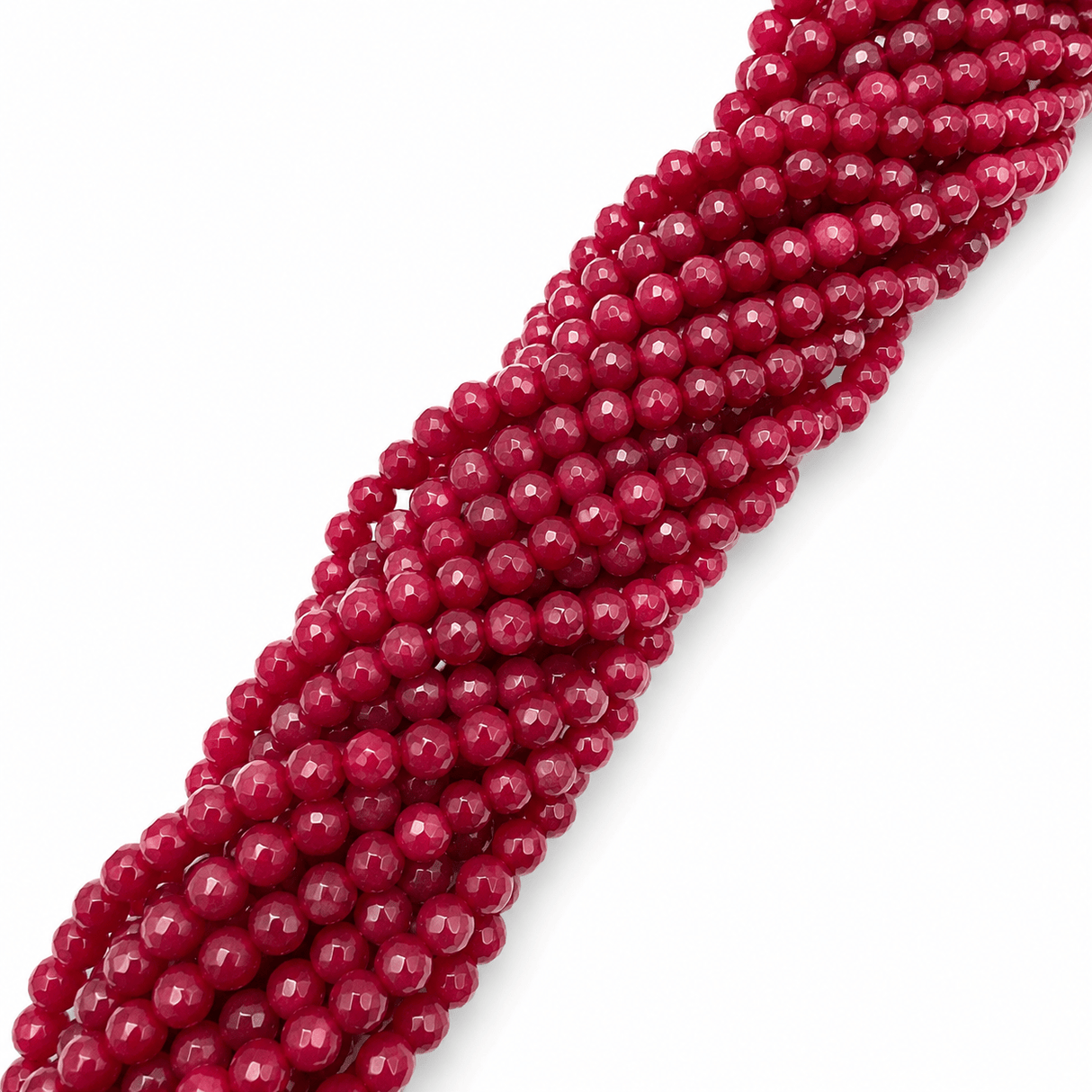 Malaysia Jade Perler, Mørk Rød, Facetteret, (6mm) - Uniq Perler - 112300