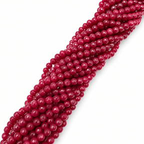 Malaysia Jade Perler, Mørk Rød, Facetteret, (6mm) - Uniq Perler - 112300