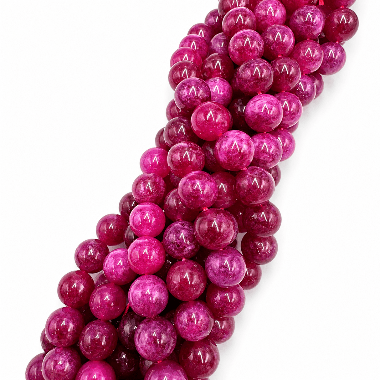 Malaysia Jade Perler - Pink/Lilla, Rund (10mm) - Uniq Perler - 115916