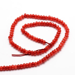 Malaysia Jade, Rød, Fasettert, Rondell, (4x2 - 3mm) - Uniq Perler - 0001489585