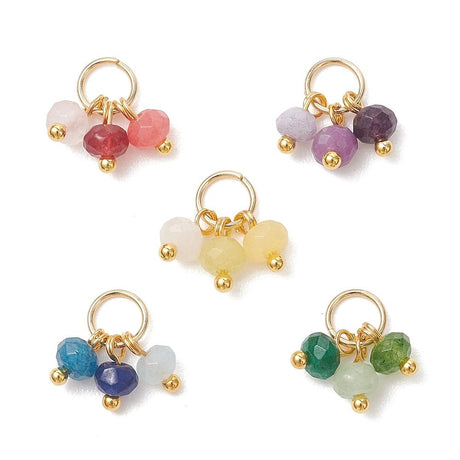 Malaysia Jade Anhänger – Facettiert mit Vergoldet Stahl-Ohrhängern (5 Stk) - Uniq Perler - 