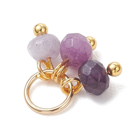 Malaysia Jade Anhänger – Facettiert mit Vergoldet Stahl-Ohrhängern (5 Stk) - Uniq Perler - 