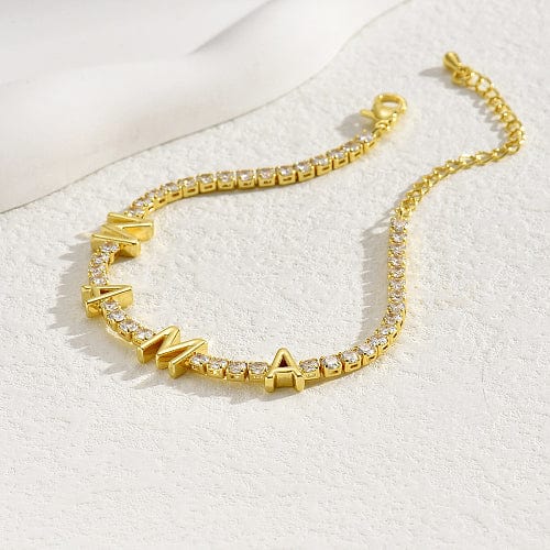 "MAMA" Armbånd Eller Ankelkæde - Forgyldt (18cm) - Uniq Perler - 111910