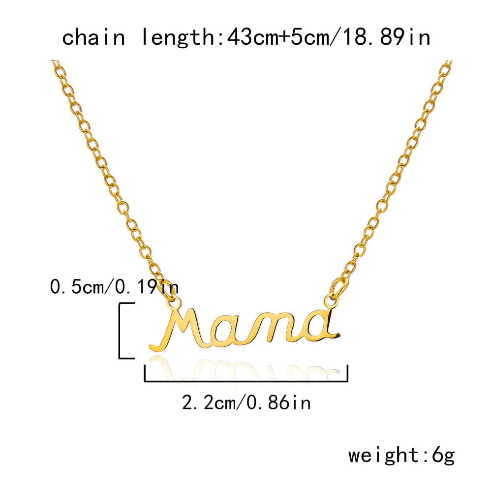 "MAMA" Halskæde - Forgyldt Stål (43+5cm) - Uniq Perler - 115867