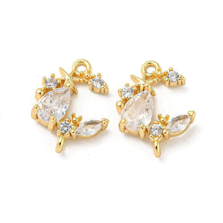 Måne mellemled Med Klare Zirkonia Sten, 18K Forgyldt, (14x10,5mm) - Uniq Perler - 112304