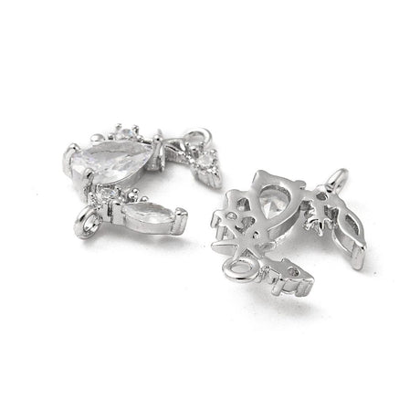 Måne mellemled Med Klare Zirkonia Sten, Platinium Belagt, (14x10,5mm) - Uniq Perler - 112305