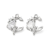 Måne mellemled Med Klare Zirkonia Sten, Platinium Belagt, (14x10,5mm) - Uniq Perler - 112305