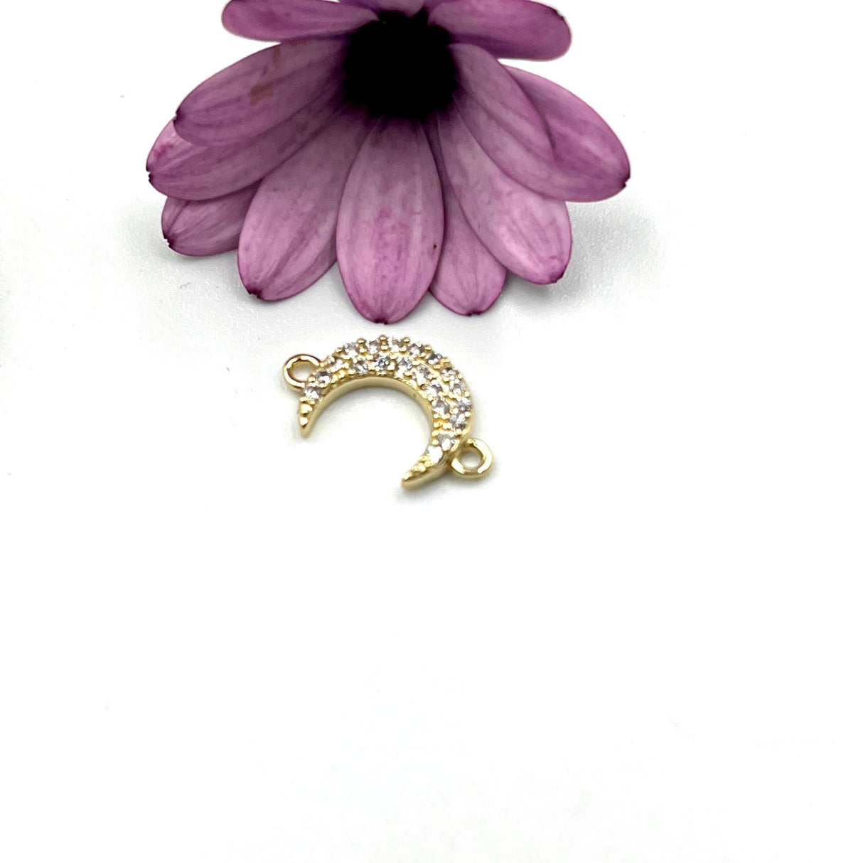 Måne Mellemled/Links, Forgyldt Sterling Sølv, (16x10mm) - Uniq Perler - 0000014889639