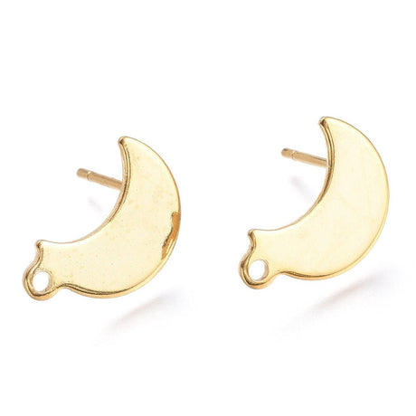 Moon Ear stud in 24 K. Gold-plated Steel – (14.5x9.5mm, 1 pair) - Uniq Perler - 117442