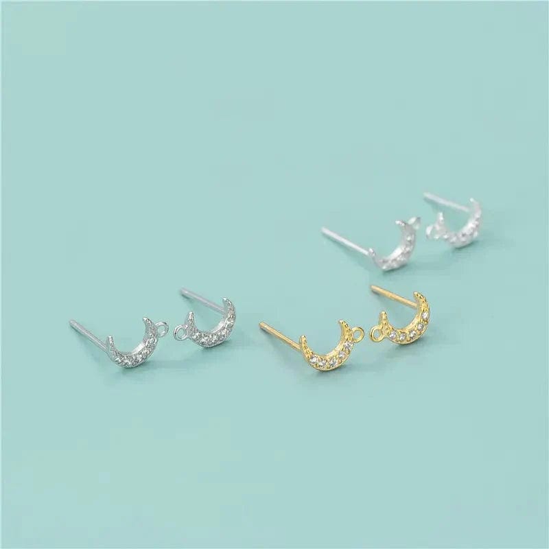 Måne Ørestikkere Med Zirkonia Sten I Sterling Sølv - Uniq Perler - 0001489748