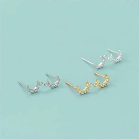 Måne Ørestikkere Med Zirkonia Sten I Sterling Sølv - Uniq Perler - 0001489748