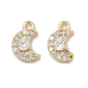 Moon Pendant – Cubic Zirconia - Long-lasting gold plating(10x6.5mm) - Uniq Perler - 117317