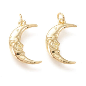 Moon Pendant, Long-Lasting Gold Plated, 20x12mm - Uniq Perler - 752928
