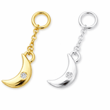 Måne Vedhæng Med Klar Zirkonia Sten, Forgyldt Sterling Sølv 925 Vedhæng, (6mm) - Uniq Perler - 114905