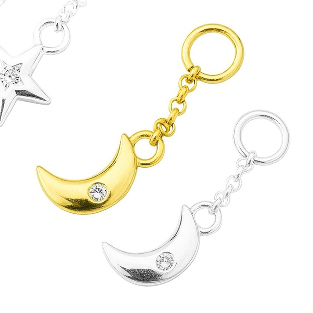 Måne Vedhæng Med Klar Zirkonia Sten, Sterling Sølv 925, (6mm) - Uniq Perler - 114031