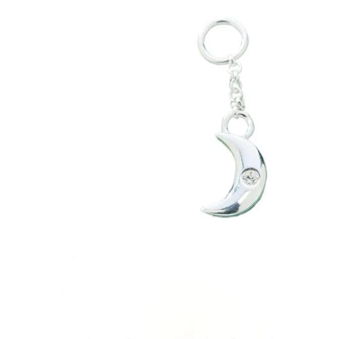 Måne Vedhæng Med Klar Zirkonia Sten, Sterling Sølv 925, (6mm) - Uniq Perler - 114031