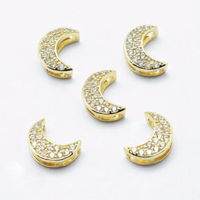 Moon Pendant – With Zirconia, 18K Gold-plated (8x6mm) - Uniq Perler - 