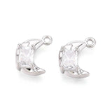 Måne Vedhæng Med Zirkonia - Platin Farvet (13x9x4mm) - Uniq Perler - 115810