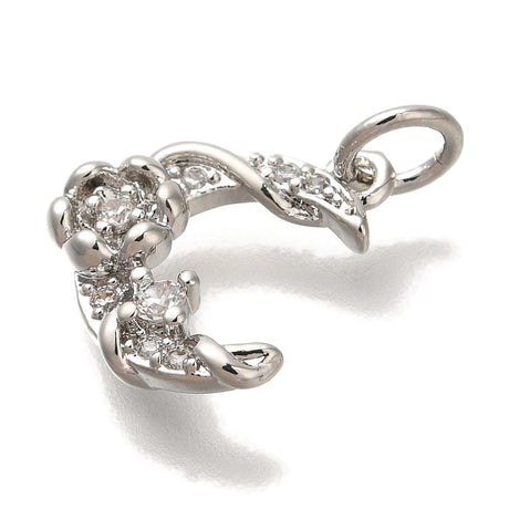 Måne Vedhæng Med Zirkonia Sten, 14x11mm - Uniq Perler - 114174