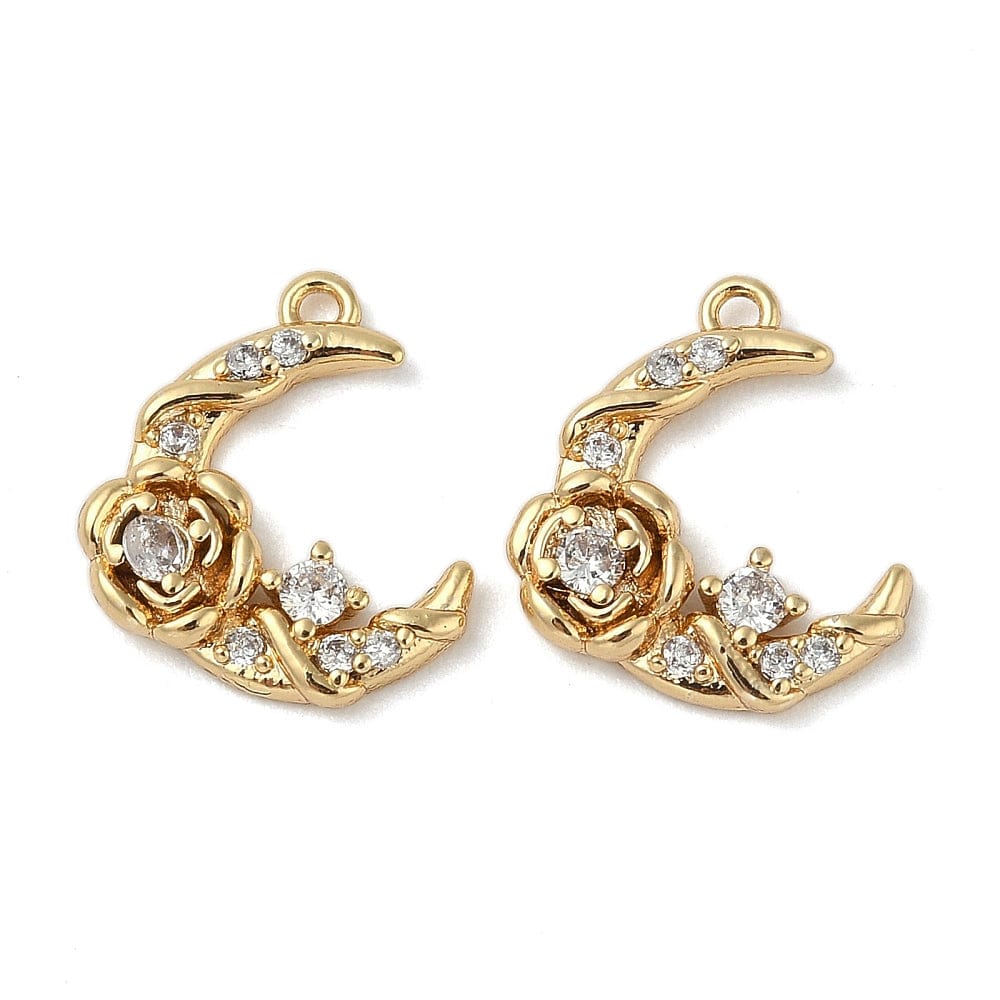 Måne Vedhæng Med Zirkonia Sten, 15x13 mm - Uniq Perler - 113981