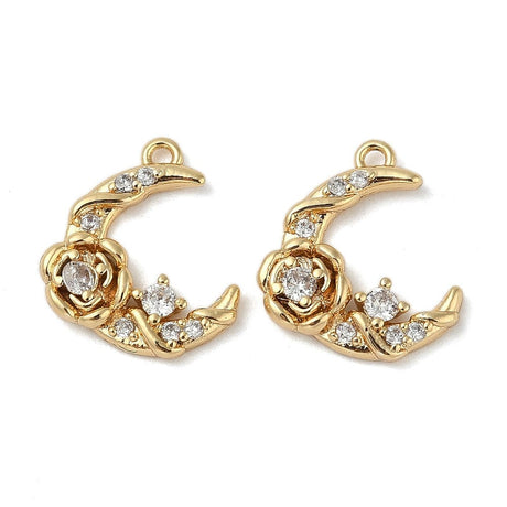 Måne Vedhæng Med Zirkonia Sten, 15x13 mm - Uniq Perler - 113981