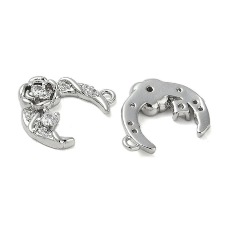 Måne Vedhæng Med Zirkonia Sten, 15x13 mm - Uniq Perler - 113982