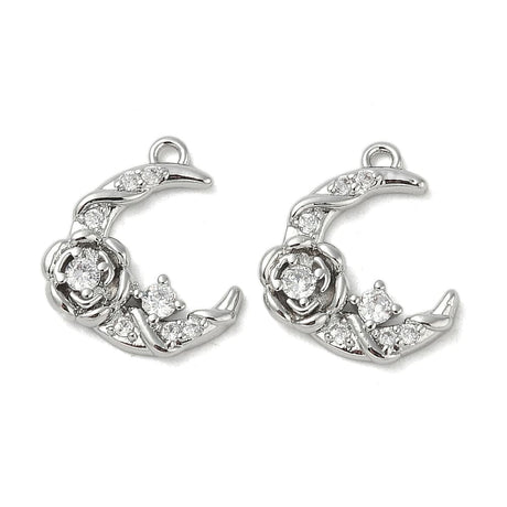 Måne Vedhæng Med Zirkonia Sten, 15x13 mm - Uniq Perler - 113982