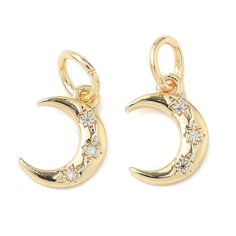 Måne Vedhæng Med Zirkonia Sten - Langtidsholdbar Forgyldt (12,5x8,5mm) - Uniq Perler - 115468