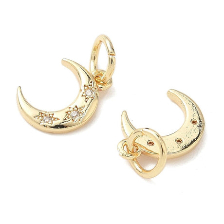 Måne Vedhæng Med Zirkonia Sten - Langtidsholdbar Forgyldt (12,5x8,5mm) - Uniq Perler - 115468